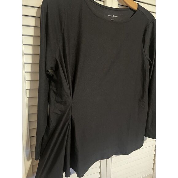 ELIZABETH &‎ CLARKE Women's Size Large L Blouse Shirt Top Long Sleeve Tee Black - Picture 6 of 9